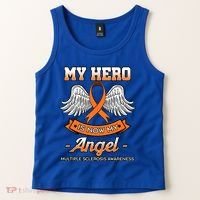 My Hero Is Now My Angel Multiple Sclerosis Clouds Glial Scar Gift Tank Top thumb 2