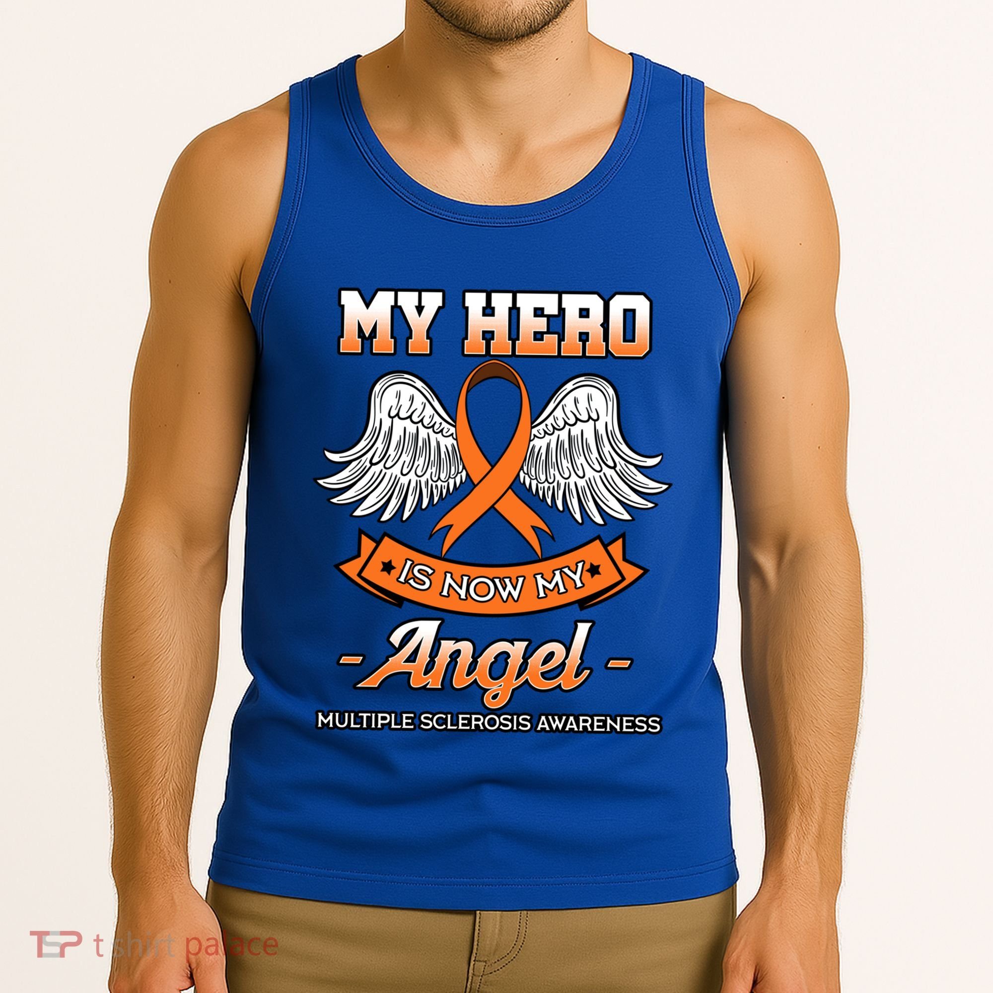 My Hero Is Now My Angel Multiple Sclerosis Clouds Glial Scar Gift Tank Top
