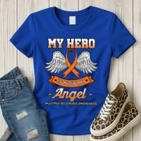 My Hero Is Now My Angel Multiple Sclerosis Clouds Glial Scar Gift Women's T-Shirt thumb 3