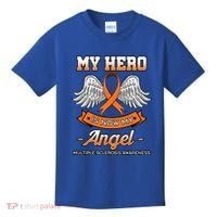 My Hero Is Now My Angel Multiple Sclerosis Clouds Glial Scar Gift Kids T-Shirt thumb 0