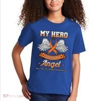 My Hero Is Now My Angel Multiple Sclerosis Clouds Glial Scar Gift Kids T-Shirt thumb 2