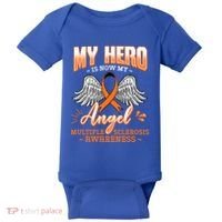 My Hero Is Now My Angel Multiple Sclerosis Glial Scar Orange Meaningful Gift Baby Bodysuit thumb 0