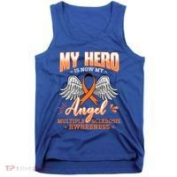 My Hero Is Now My Angel Multiple Sclerosis Glial Scar Orange Meaningful Gift Tank Top thumb 0