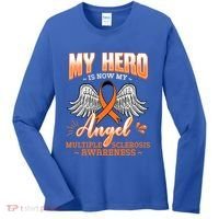 My Hero Is Now My Angel Multiple Sclerosis Glial Scar Orange Meaningful Gift Women's Long Sleeve Shirt thumb 0