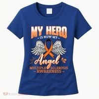 My Hero Is Now My Angel Multiple Sclerosis Glial Scar Orange Meaningful Gift Women's T-Shirt thumb 0
