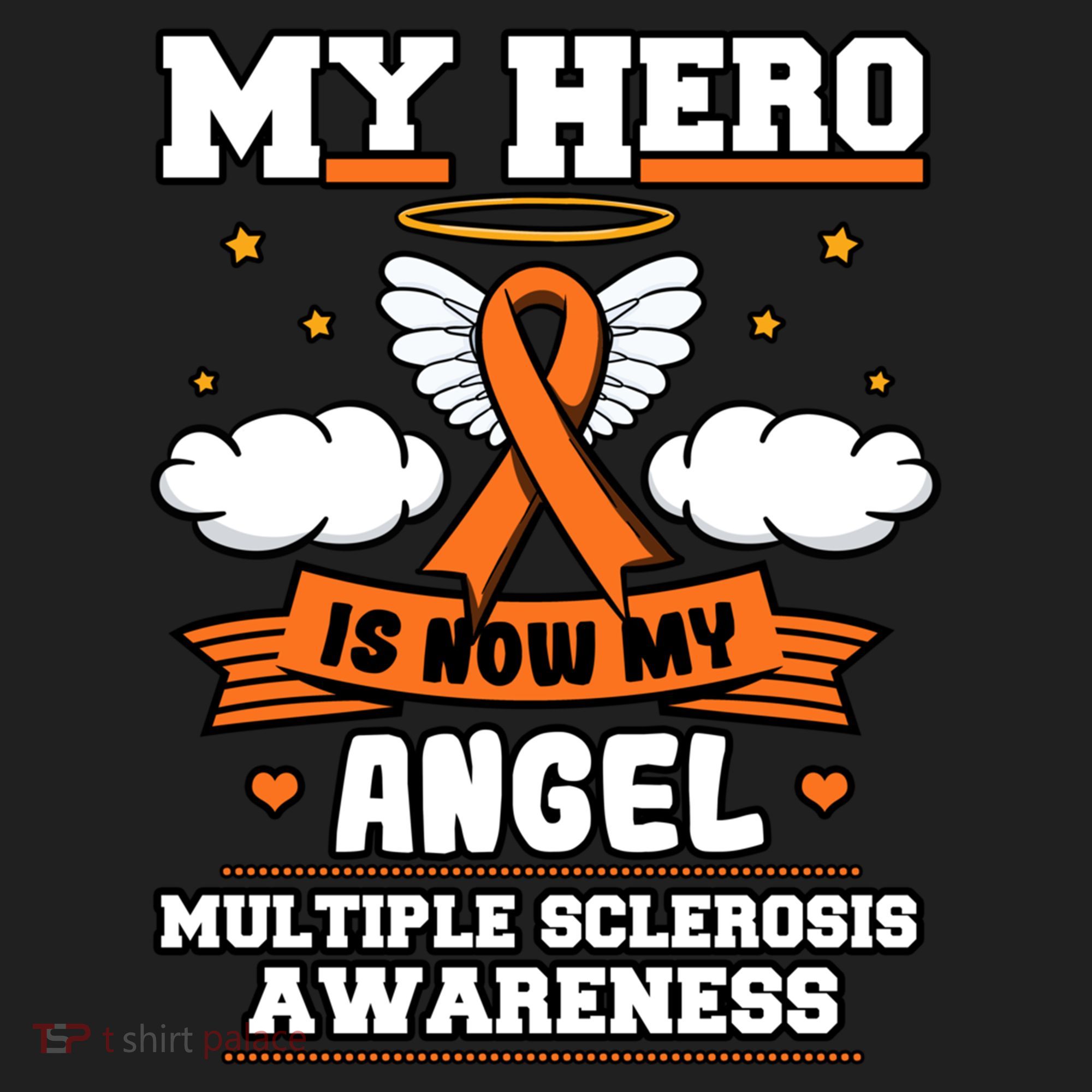 My Hero Is Now My Angel Multiple Sclerosis Orange Ribbon Gift Women's Sweatshirt