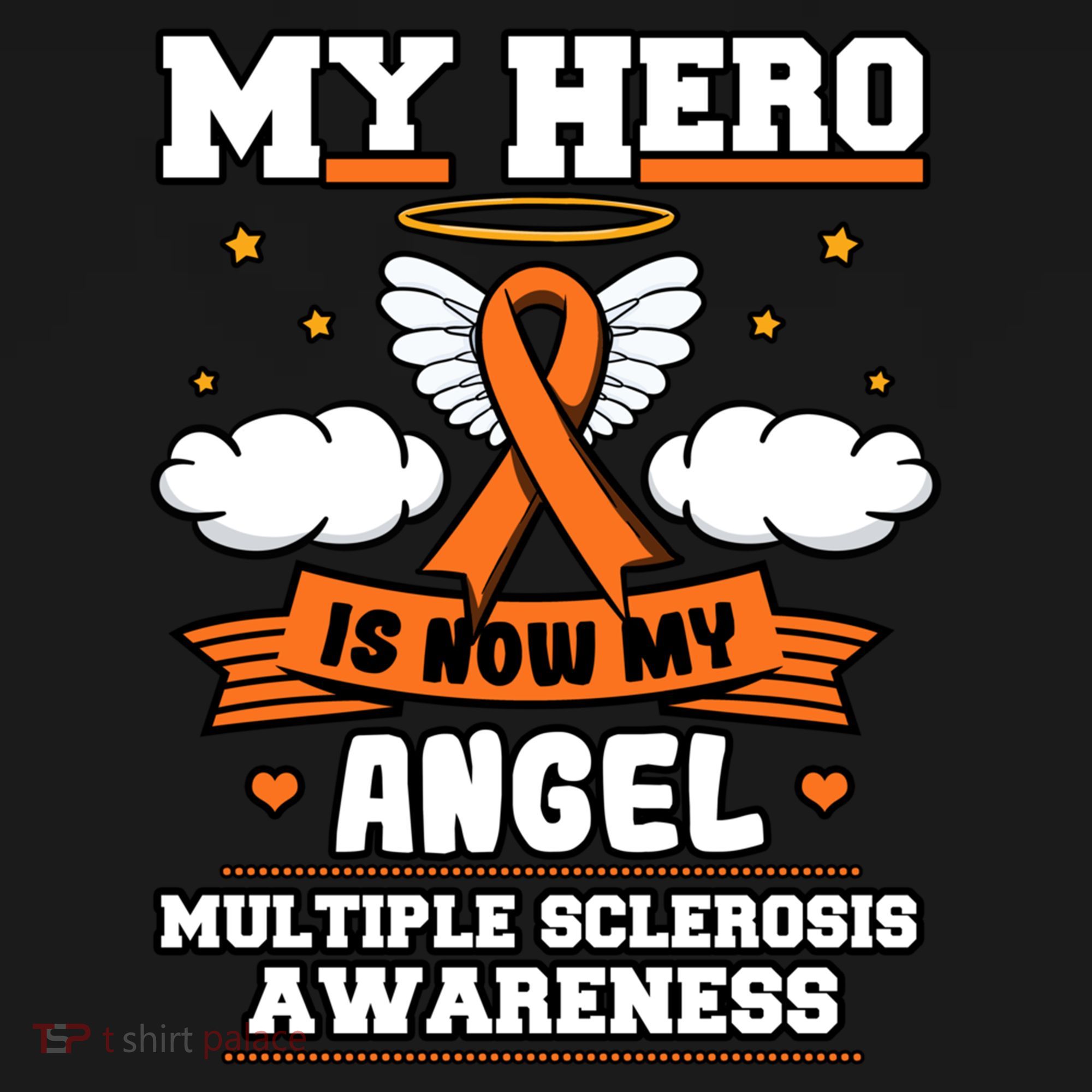 My Hero Is Now My Angel Multiple Sclerosis Orange Ribbon Gift Doggie Tank