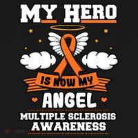 My Hero Is Now My Angel Multiple Sclerosis Orange Ribbon Gift USA-Made Doggie Bandana thumb 2