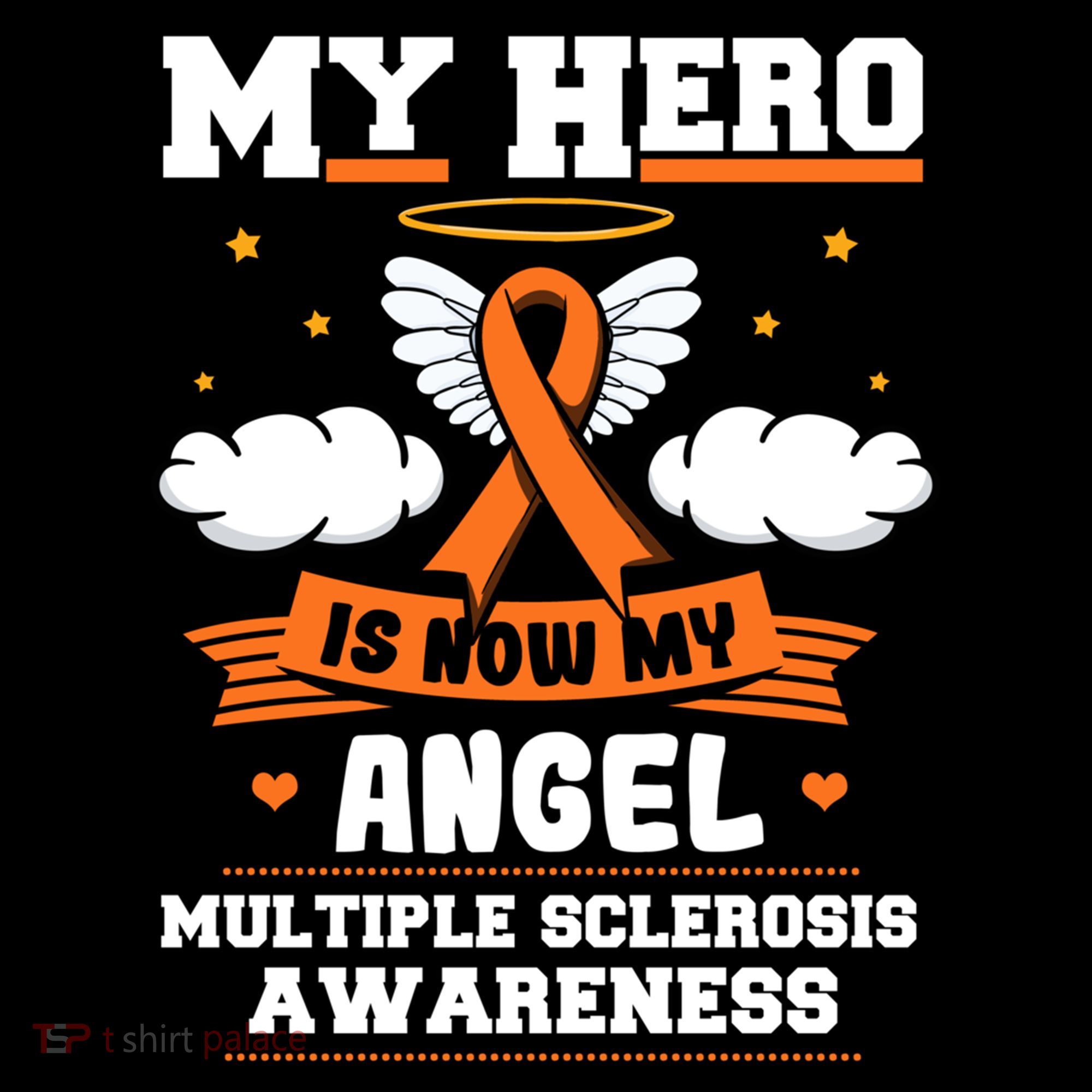My Hero Is Now My Angel Multiple Sclerosis Orange Ribbon Gift Coffee Mug