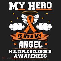 My Hero Is Now My Angel Multiple Sclerosis Orange Ribbon Gift Beanie thumb 2