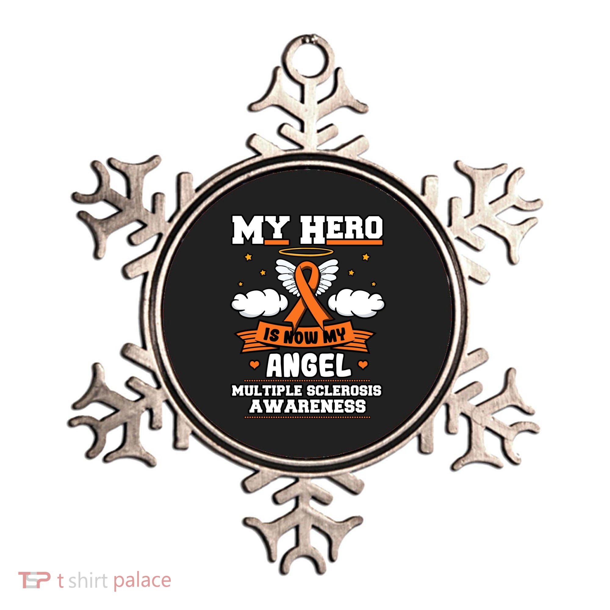 My Hero Is Now My Angel Multiple Sclerosis Orange Ribbon Gift Ornament