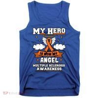 My Hero Is Now My Angel Multiple Sclerosis Orange Ribbon Gift Tank Top thumb 0
