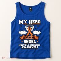 My Hero Is Now My Angel Multiple Sclerosis Orange Ribbon Gift Tank Top thumb 2