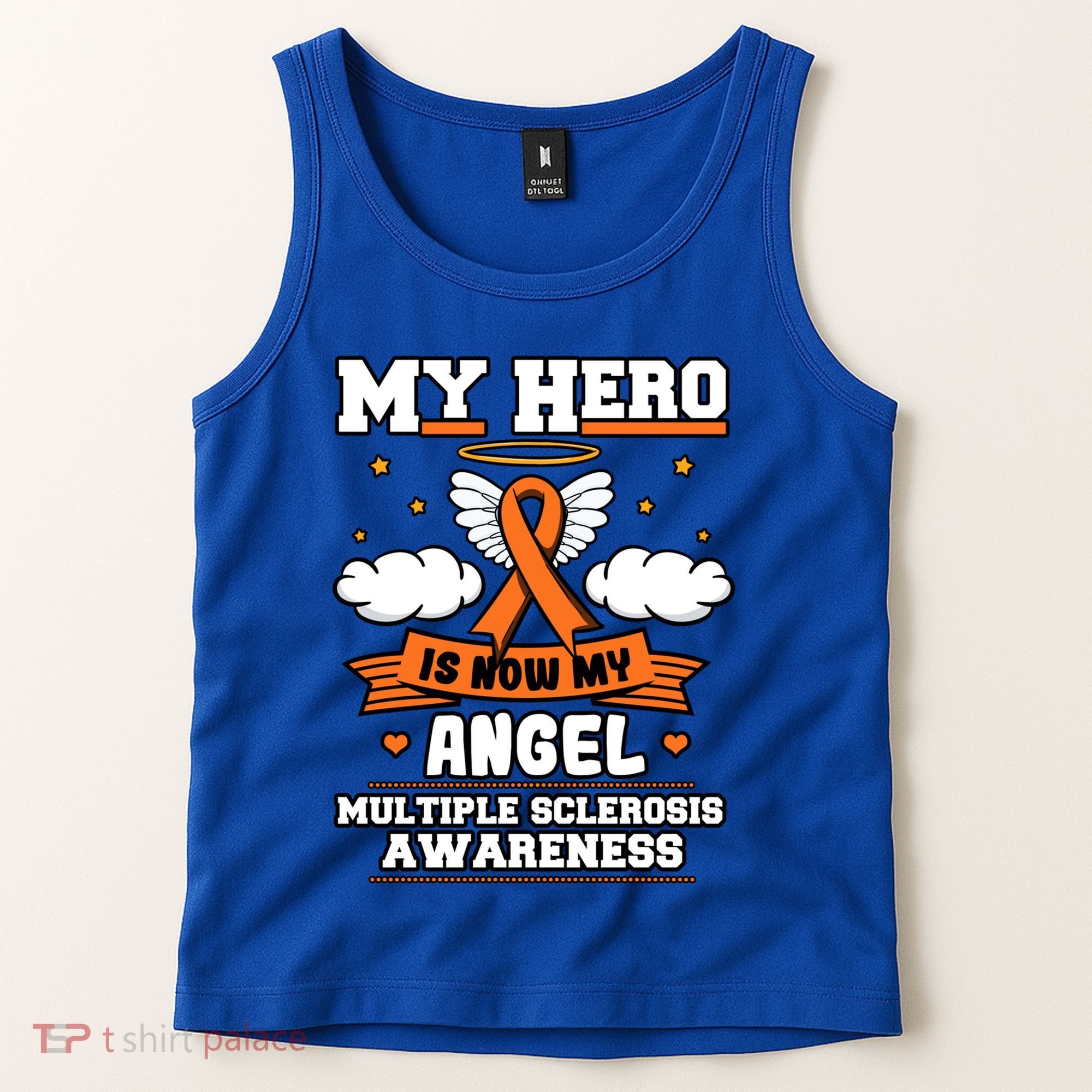 My Hero Is Now My Angel Multiple Sclerosis Orange Ribbon Gift Tank Top