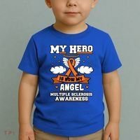 My Hero Is Now My Angel Multiple Sclerosis Orange Ribbon Gift Toddler T-Shirt thumb 2