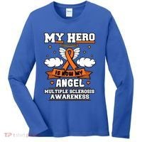 My Hero Is Now My Angel Multiple Sclerosis Orange Ribbon Gift Women's Long Sleeve Shirt thumb 0