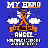 My Hero Is Now My Angel Multiple Sclerosis Orange Ribbon Gift Kids T-Shirt thumb 4
