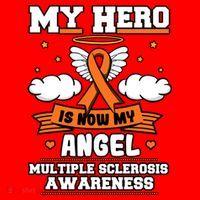 My Hero Is Now My Angel Multiple Sclerosis Orange Ribbon Gift Santa Hat thumb 1