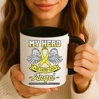 My Hero Is Now My Angel Chondrosarcoma Bone Cancer Sarcoma Gift Coffee Mug thumb 3