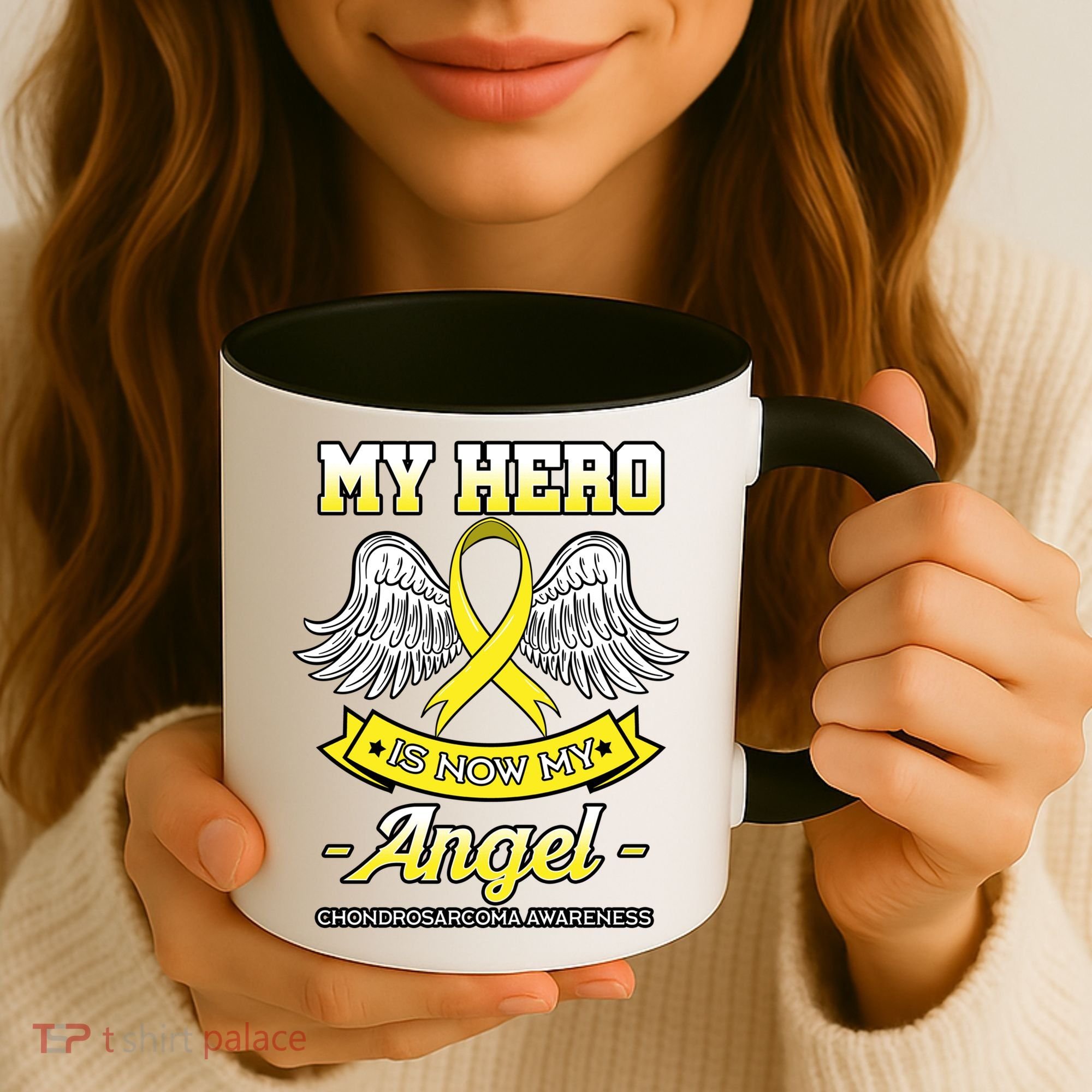 My Hero Is Now My Angel Chondrosarcoma Bone Cancer Sarcoma Gift Coffee Mug
