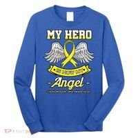 My Hero Is Now My Angel Chondrosarcoma Bone Cancer Sarcoma Gift Long Sleeve Shirt thumb 0