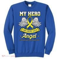 My Hero Is Now My Angel Chondrosarcoma Bone Cancer Sarcoma Gift Sweatshirt thumb 0