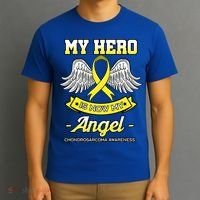 My Hero Is Now My Angel Chondrosarcoma Bone Cancer Sarcoma Gift T-Shirt thumb 3