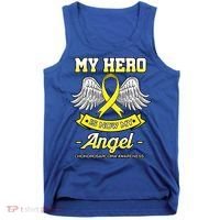 My Hero Is Now My Angel Chondrosarcoma Bone Cancer Sarcoma Gift Tank Top thumb 0
