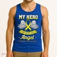 My Hero Is Now My Angel Chondrosarcoma Bone Cancer Sarcoma Gift Tank Top thumb 3