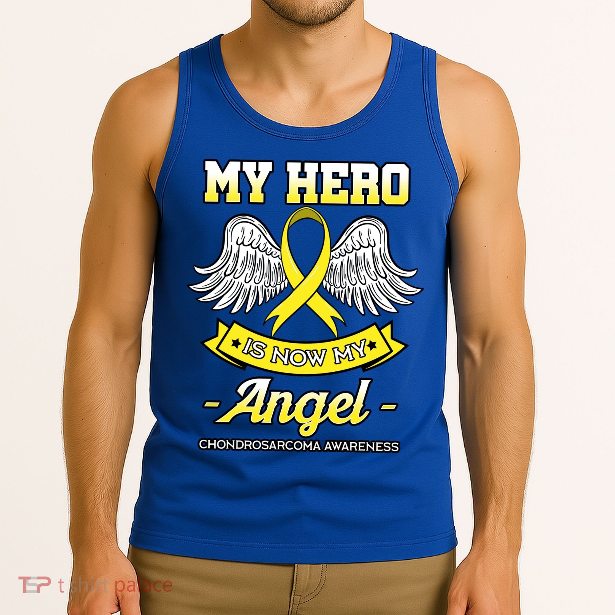 My Hero Is Now My Angel Chondrosarcoma Bone Cancer Sarcoma Gift Tank Top