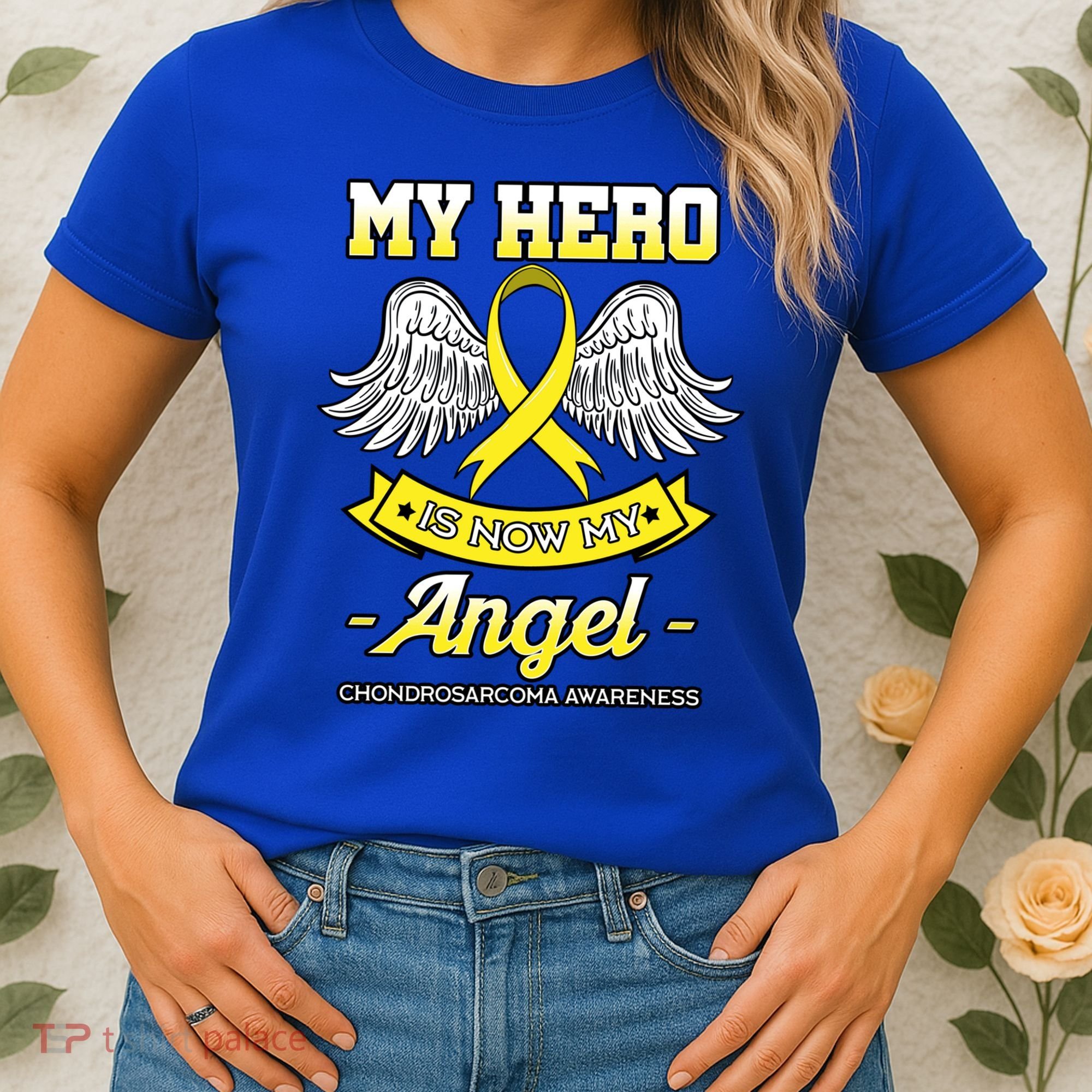 My Hero Is Now My Angel Chondrosarcoma Bone Cancer Sarcoma Gift Women's T-Shirt