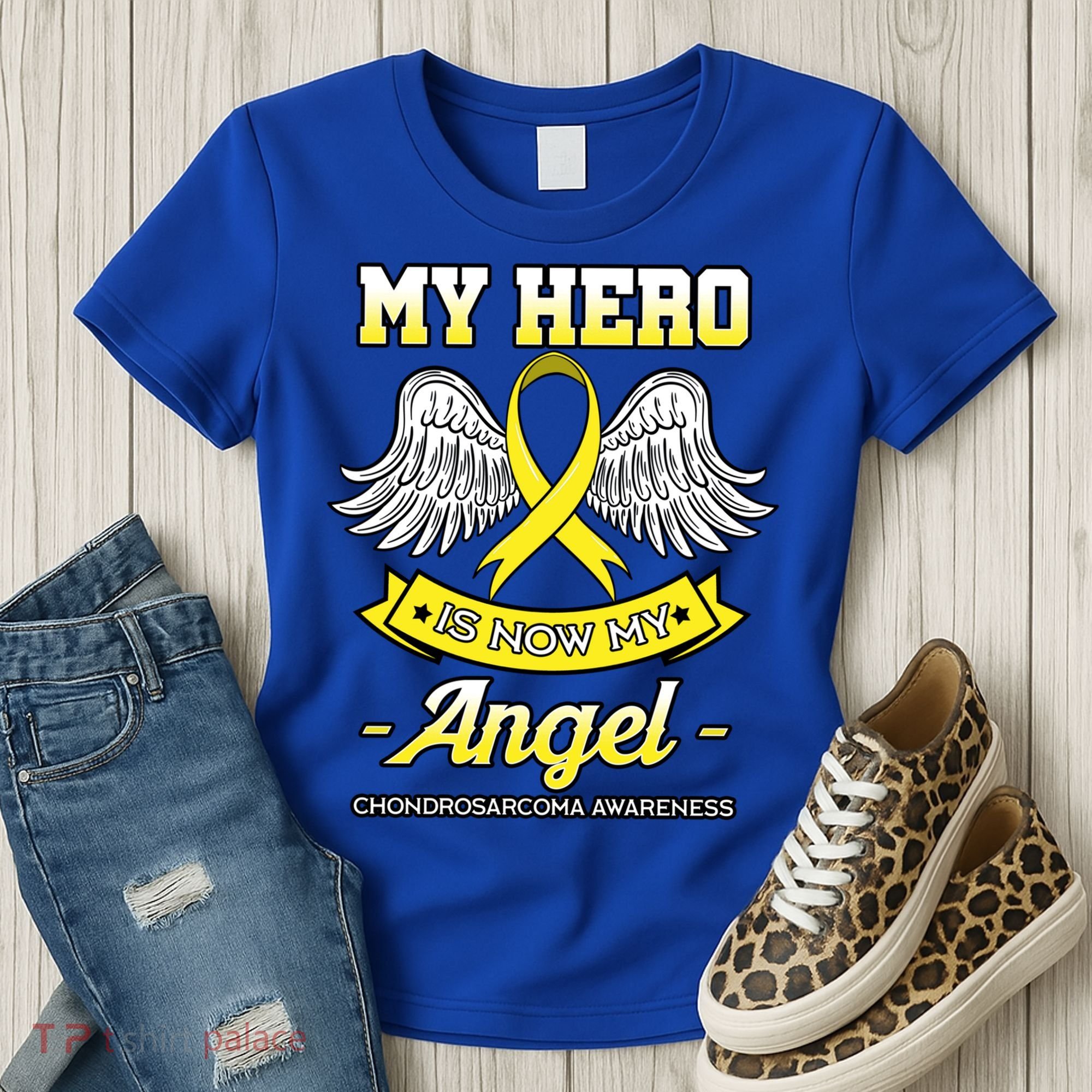 My Hero Is Now My Angel Chondrosarcoma Bone Cancer Sarcoma Gift Women's T-Shirt