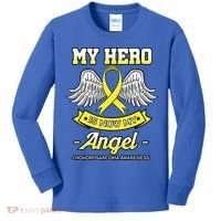 My Hero Is Now My Angel Chondrosarcoma Bone Cancer Sarcoma Gift Kids Long Sleeve Shirt thumb 0