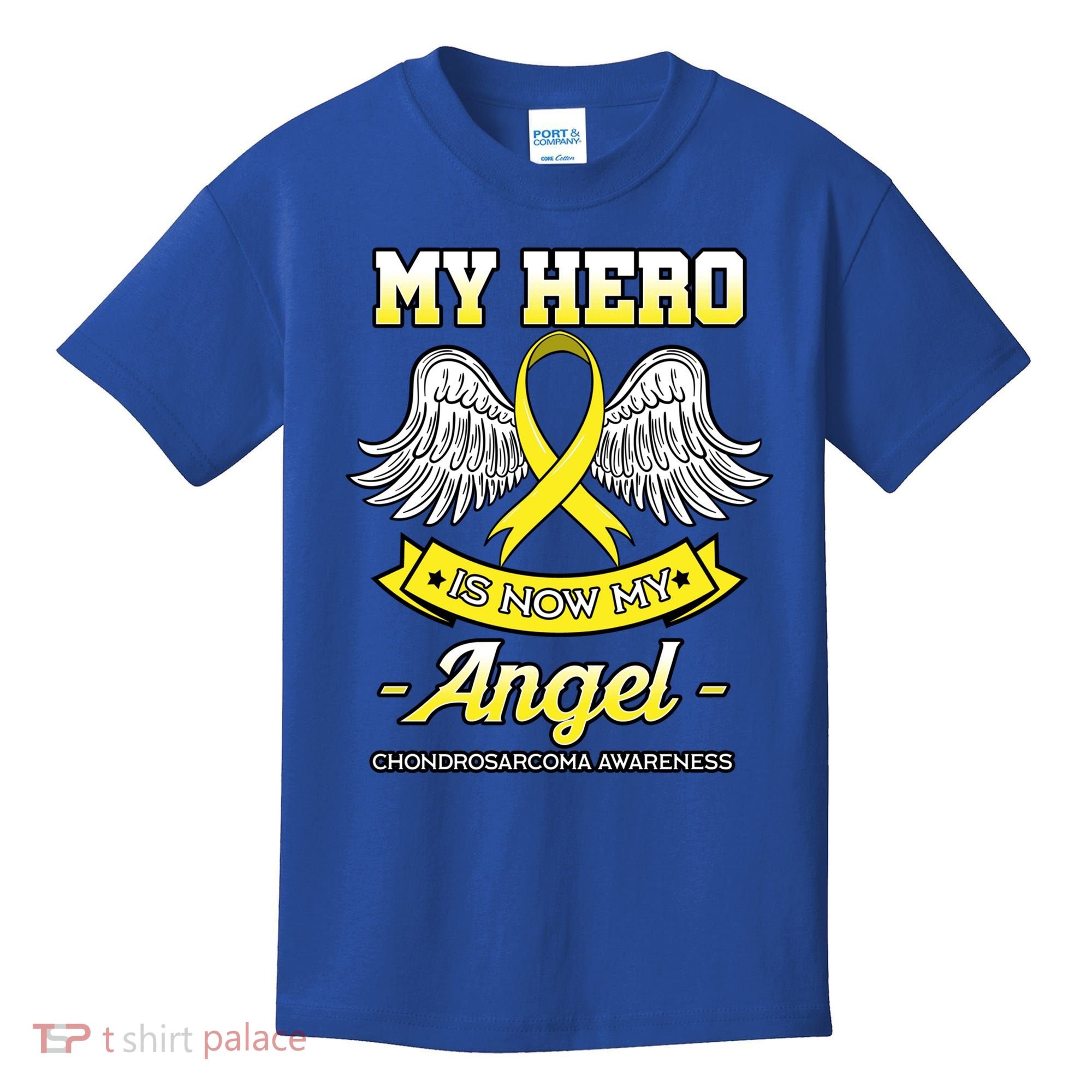 My Hero Is Now My Angel Chondrosarcoma Bone Cancer Sarcoma Gift Kids T-Shirt