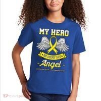 My Hero Is Now My Angel Chondrosarcoma Bone Cancer Sarcoma Gift Kids T-Shirt thumb 2