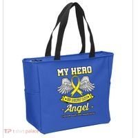 My Hero Is Now My Angel Chondrosarcoma Bone Cancer Sarcoma Gift Tote Bag thumb 2