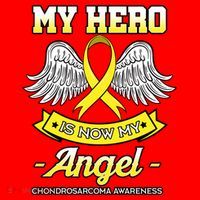 My Hero Is Now My Angel Chondrosarcoma Bone Cancer Sarcoma Gift Santa Hat thumb 1