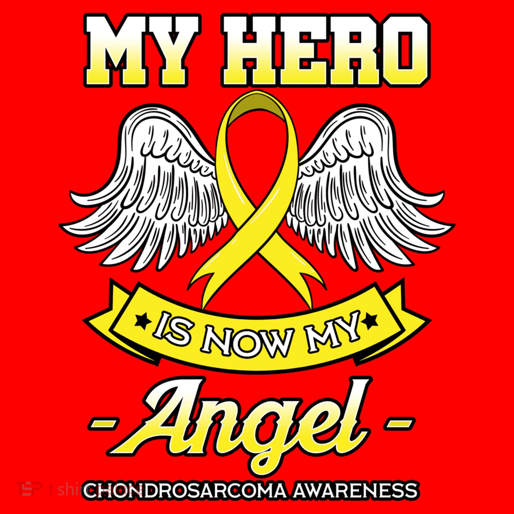 My Hero Is Now My Angel Chondrosarcoma Bone Cancer Sarcoma Gift Santa Hat