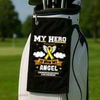 My Hero Is Now My Angel Chondrosarcoma Bone Cancer Sarcoma Great Gift Golf Towel thumb 2