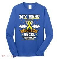 My Hero Is Now My Angel Chondrosarcoma Bone Cancer Sarcoma Great Gift Long Sleeve Shirt thumb 0