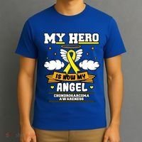 My Hero Is Now My Angel Chondrosarcoma Bone Cancer Sarcoma Great Gift T-Shirt thumb 3