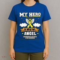 My Hero Is Now My Angel Chondrosarcoma Bone Cancer Sarcoma Great Gift T-Shirt thumb 4