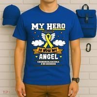 My Hero Is Now My Angel Chondrosarcoma Bone Cancer Sarcoma Great Gift T-Shirt thumb 6