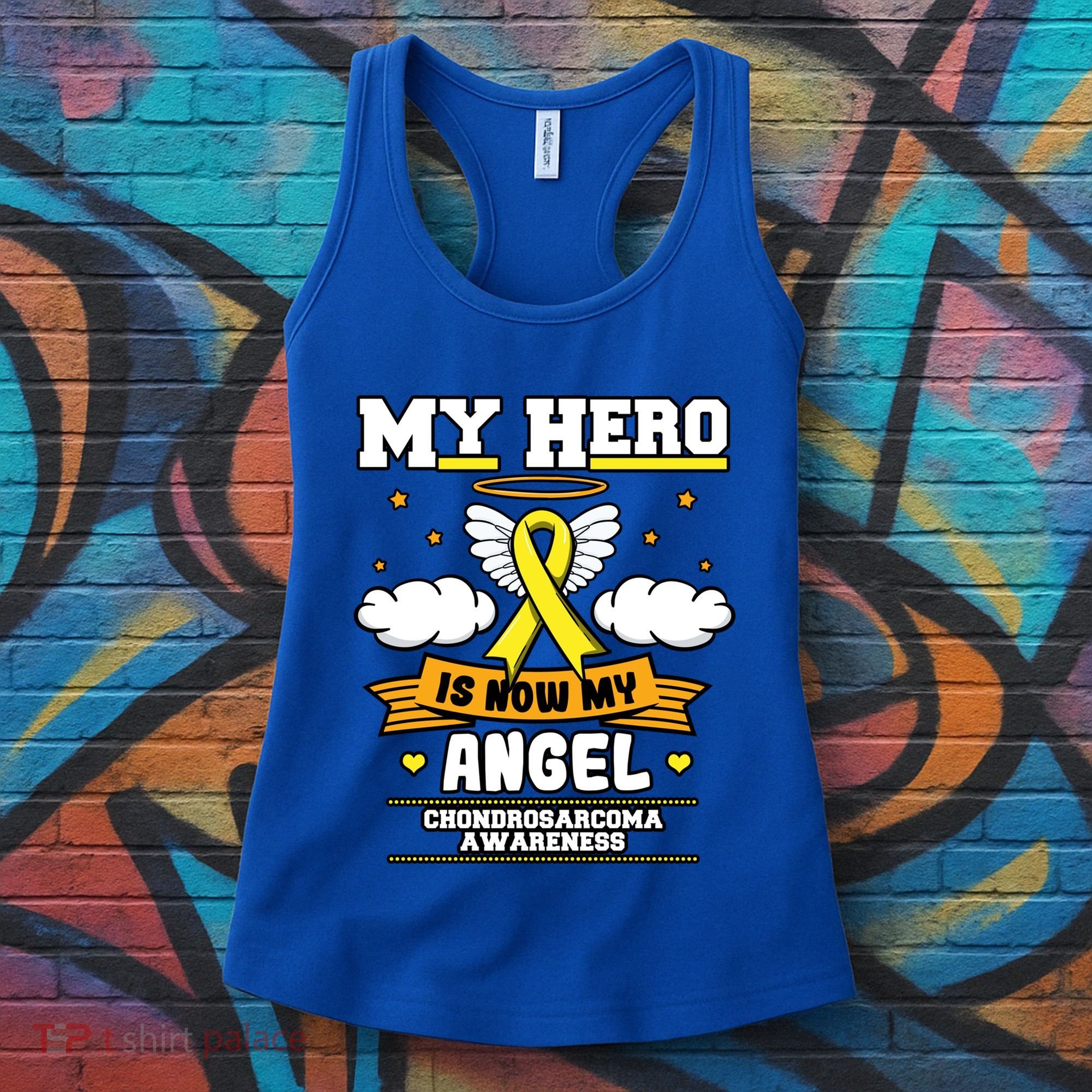 My Hero Is Now My Angel Chondrosarcoma Bone Cancer Sarcoma Great Gift Women's Tank Top