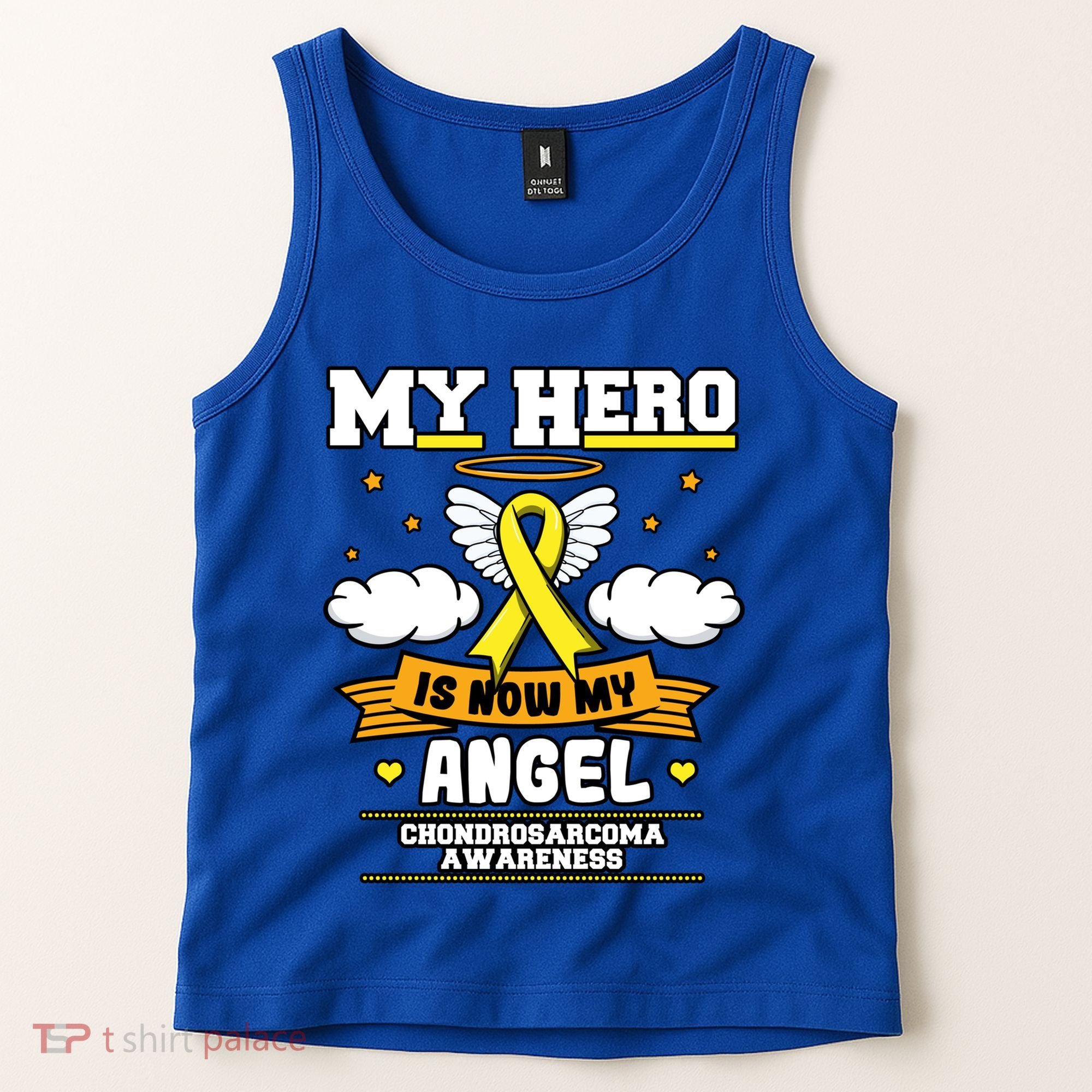 My Hero Is Now My Angel Chondrosarcoma Bone Cancer Sarcoma Great Gift Tank Top