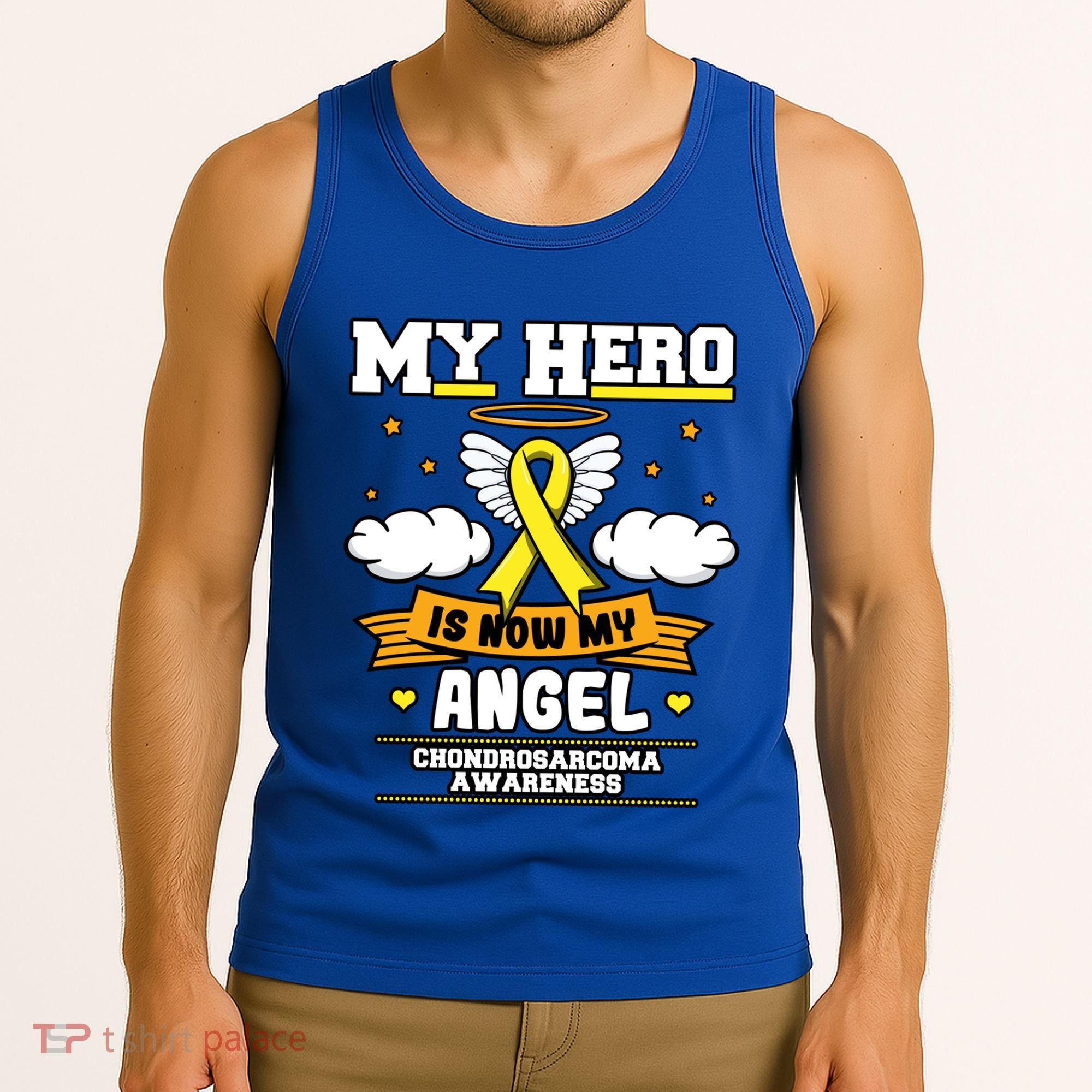 My Hero Is Now My Angel Chondrosarcoma Bone Cancer Sarcoma Great Gift Tank Top