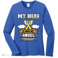 My Hero Is Now My Angel Chondrosarcoma Bone Cancer Sarcoma Great Gift Women's Long Sleeve Shirt thumb 0