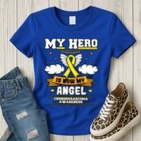 My Hero Is Now My Angel Chondrosarcoma Bone Cancer Sarcoma Great Gift Women's T-Shirt thumb 3