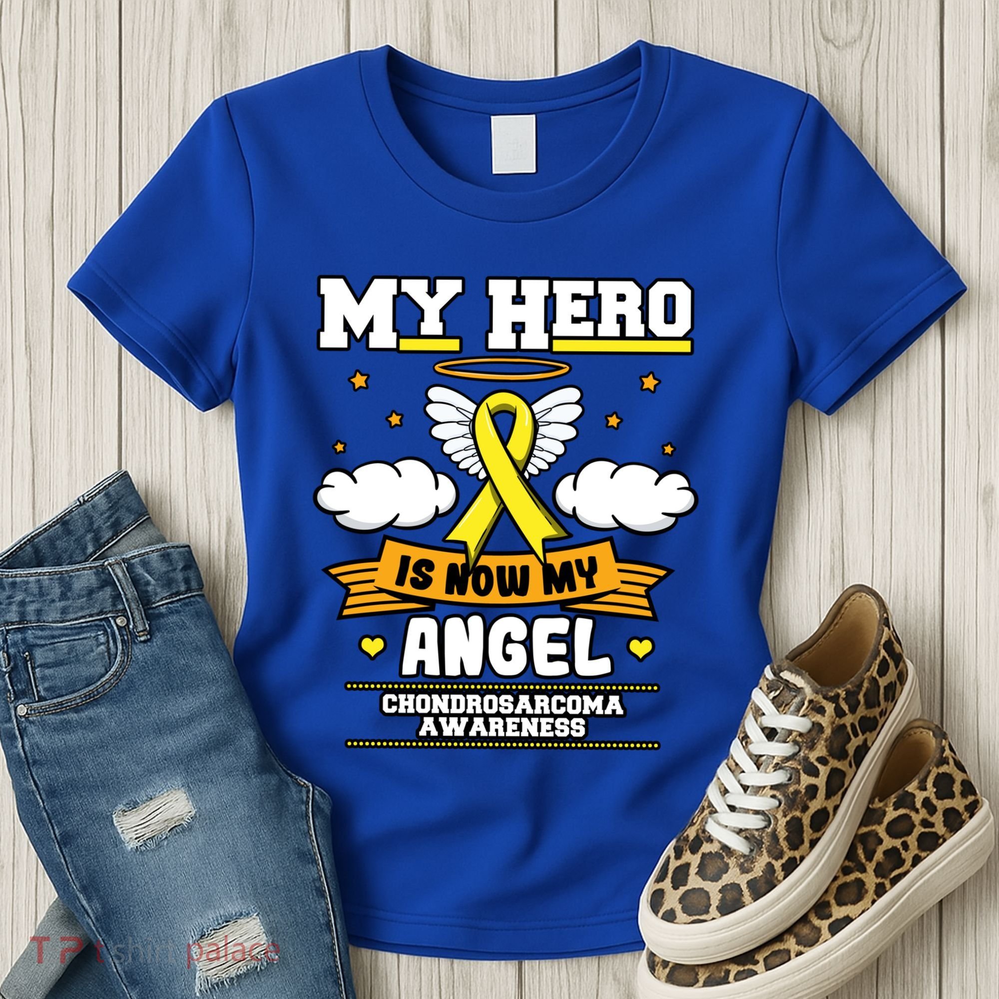 My Hero Is Now My Angel Chondrosarcoma Bone Cancer Sarcoma Great Gift Women's T-Shirt