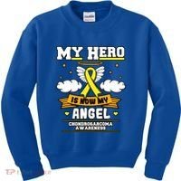 My Hero Is Now My Angel Chondrosarcoma Bone Cancer Sarcoma Great Gift Kids Sweatshirt thumb 0